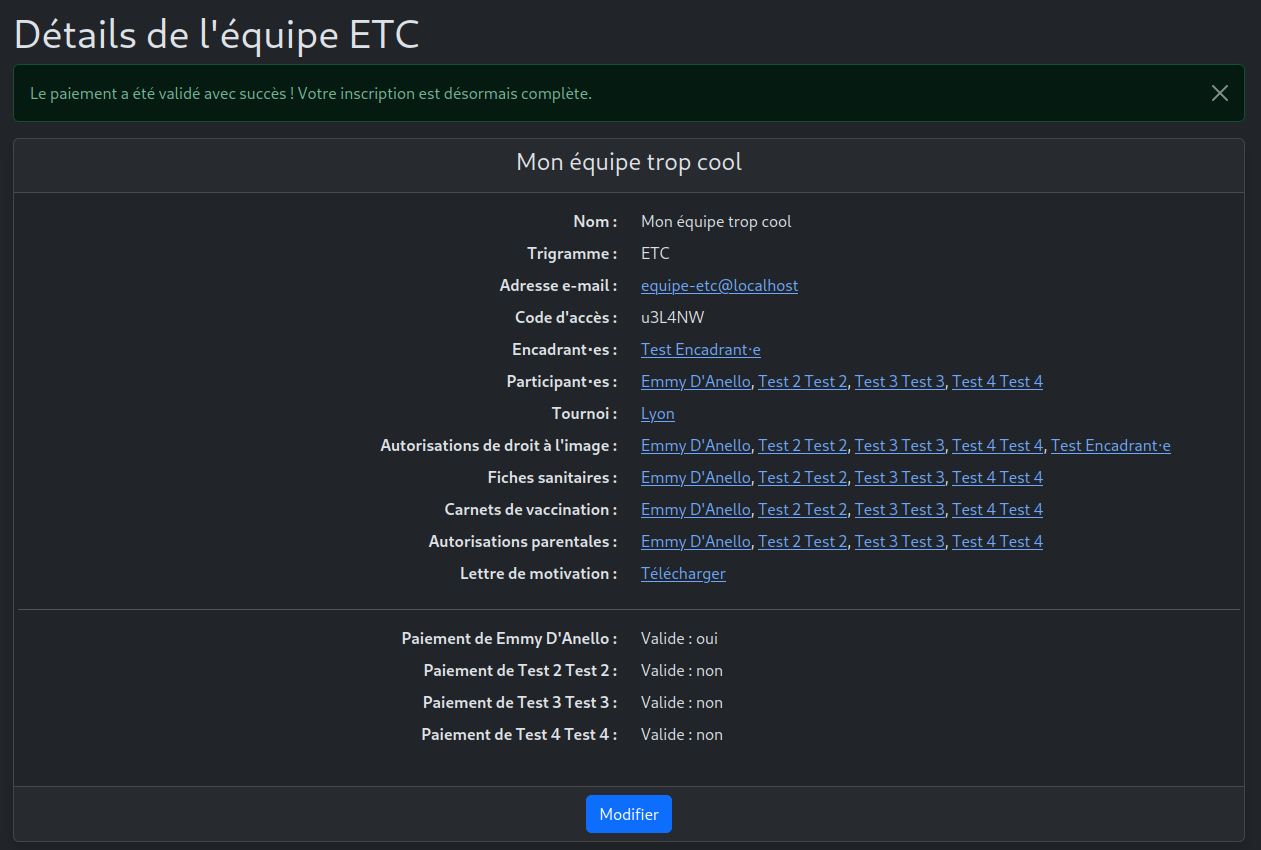 Confirmation de paiement Hello Asso